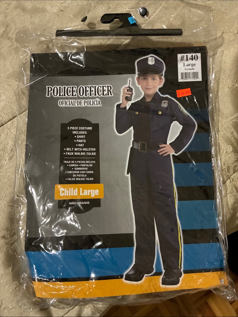 Child Large Navy Blue Police Officer Costume - Unbranded